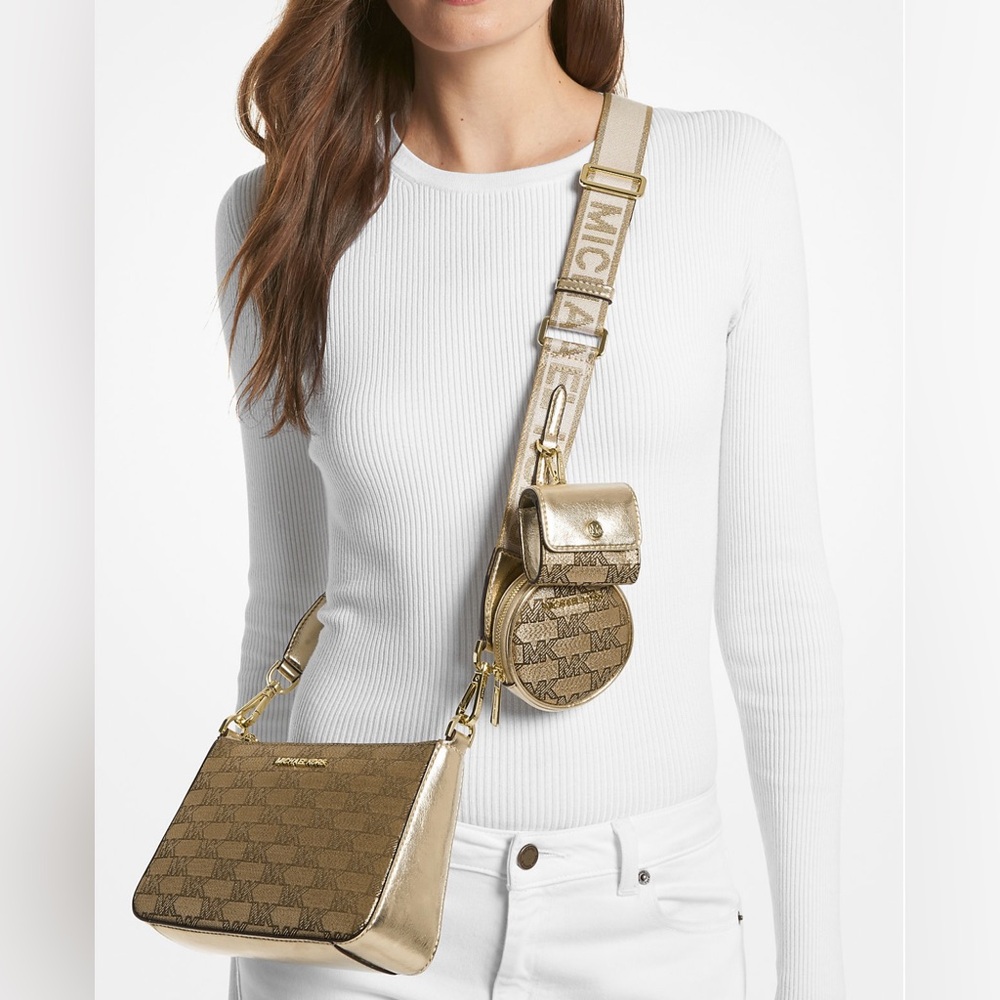 Jet Set Metallic Logo Jacquard
Crossbody Bag with Case for Apple AirPods Pro